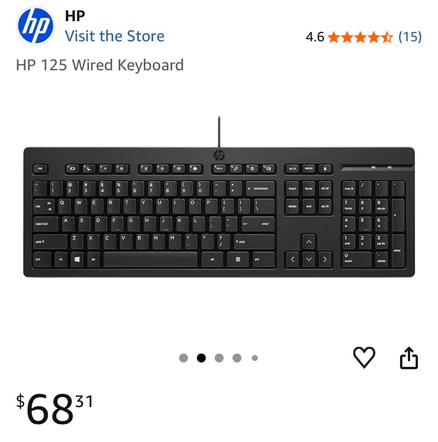 HP 125 Wired Keyboard - photo 4