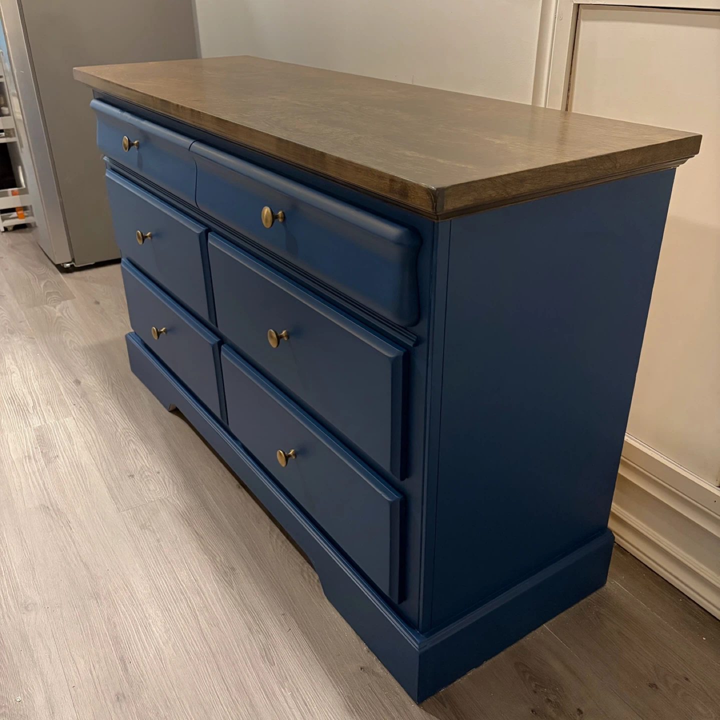 Blue Dresser with Wood Top - photo 3