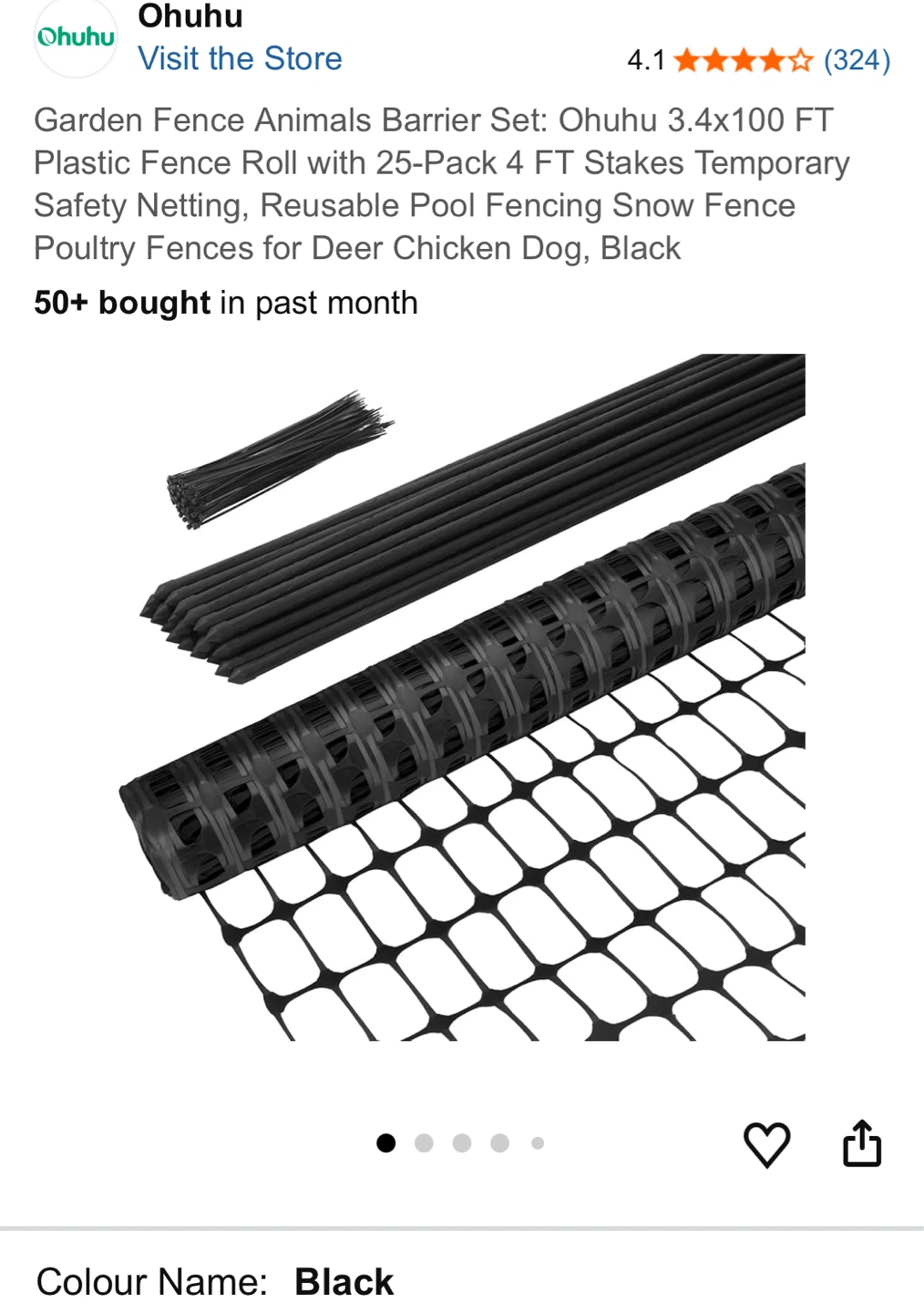 Ohuhu Garden Fence Animals Barrier Set - Black