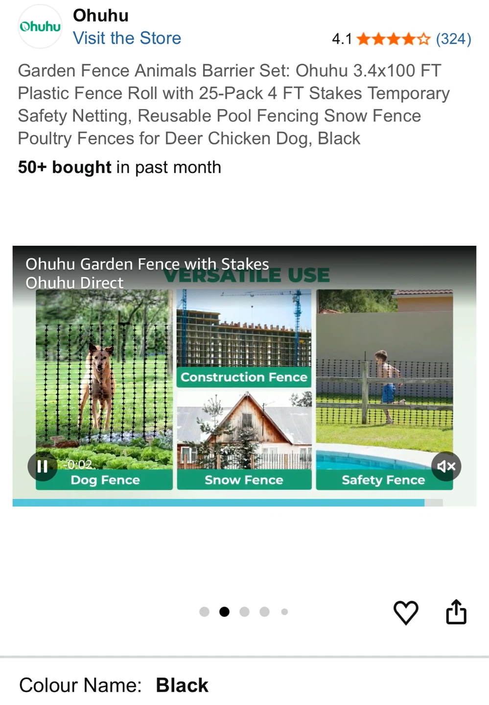 Ohuhu Garden Fence Animals Barrier Set - Black - photo 2