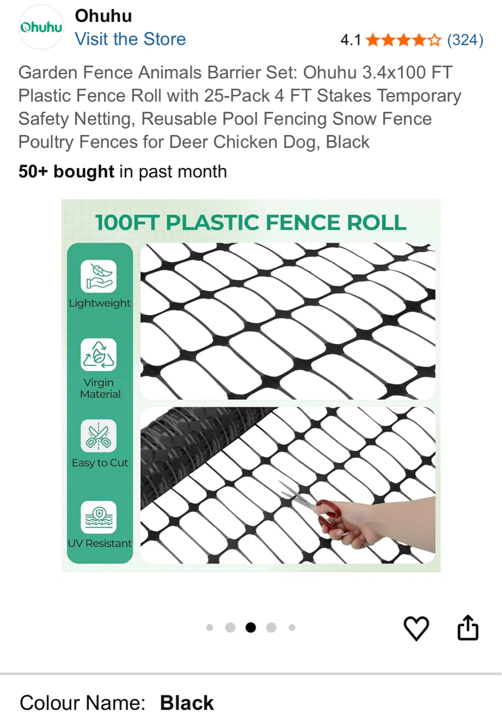 Ohuhu Garden Fence Animals Barrier Set - Black - photo 4