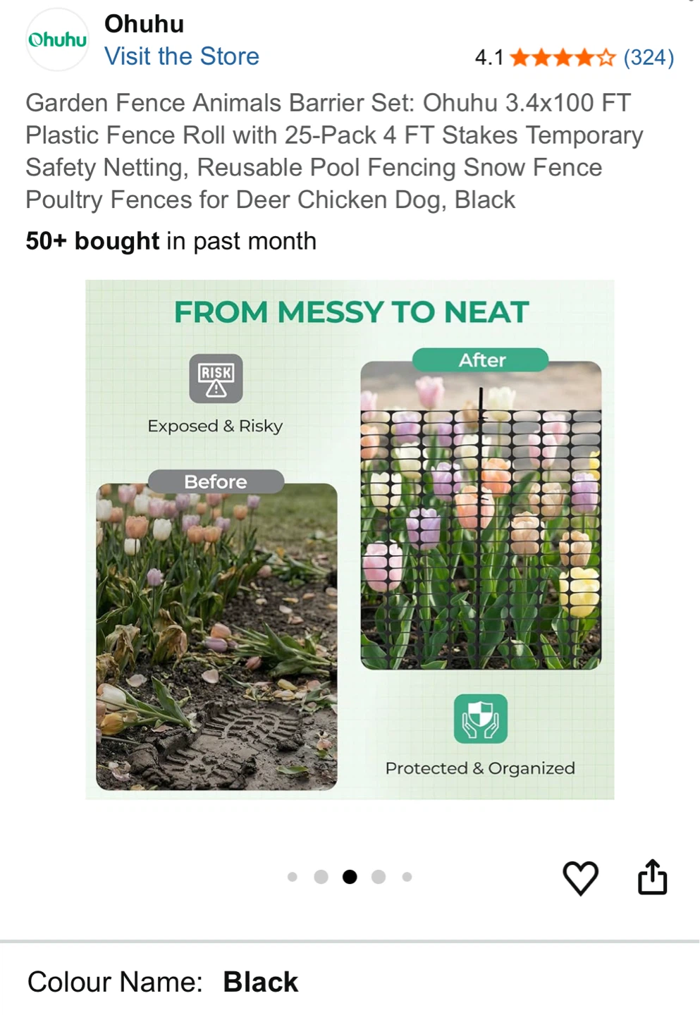 Ohuhu Garden Fence Animals Barrier Set - Black - photo 5