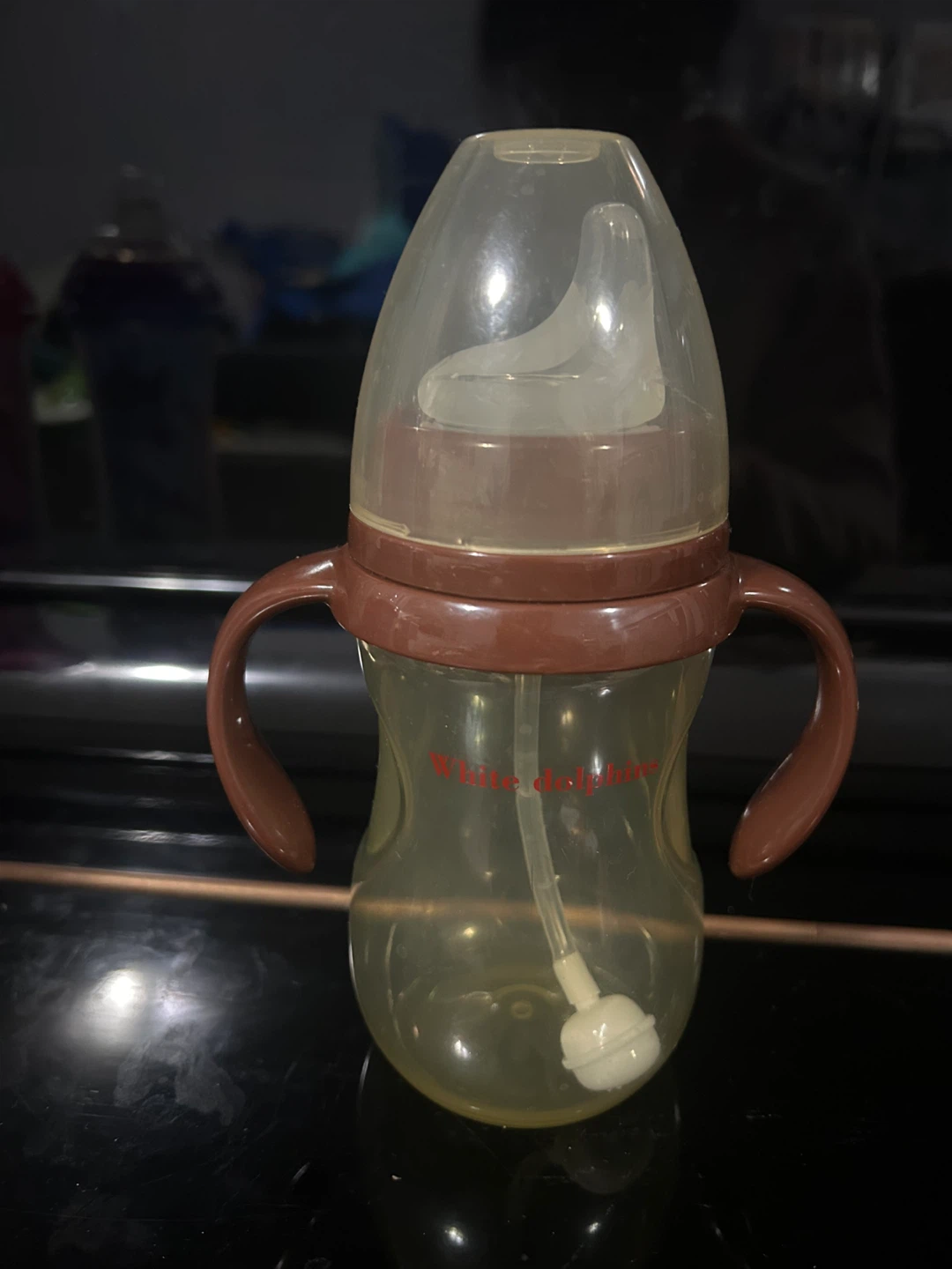 Brand New White Dolphins Sippy Cup with Straw