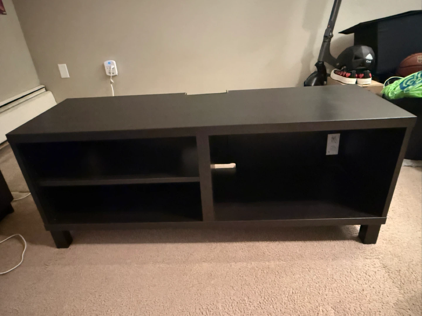 Black Media Console TV Stand with Shelves - photo 3