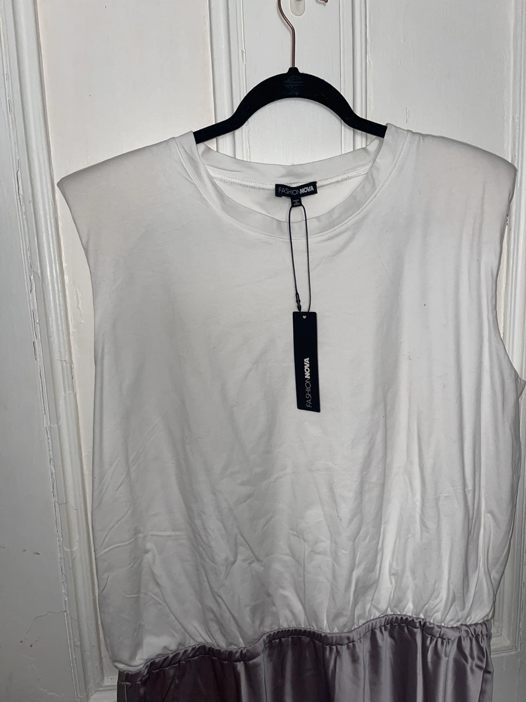 Fashion Nova White Sleeveless Top with Satin Skirt Dress - photo 2
