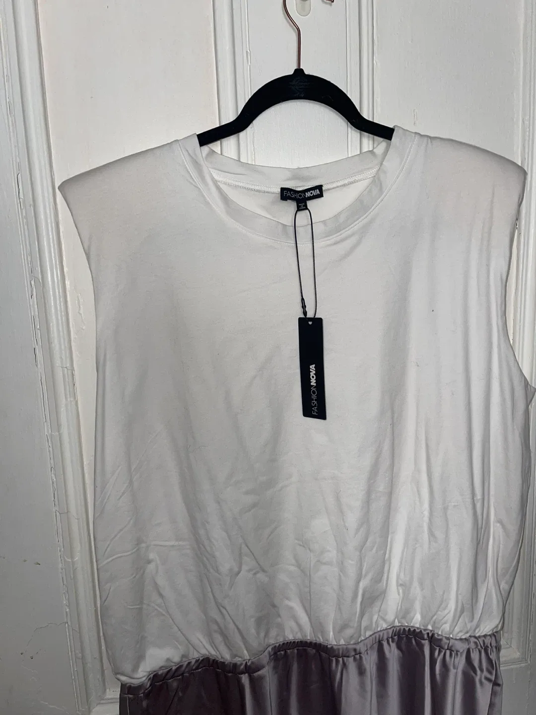 Fashion Nova White Sleeveless Top with Satin Skirt Dress - photo 2