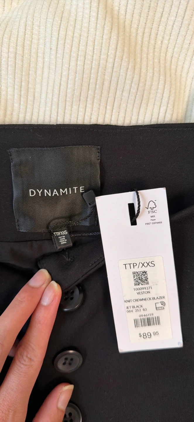 DYNAMITE Black Knit Crewneck Blazer TTP/XXS - photo 3