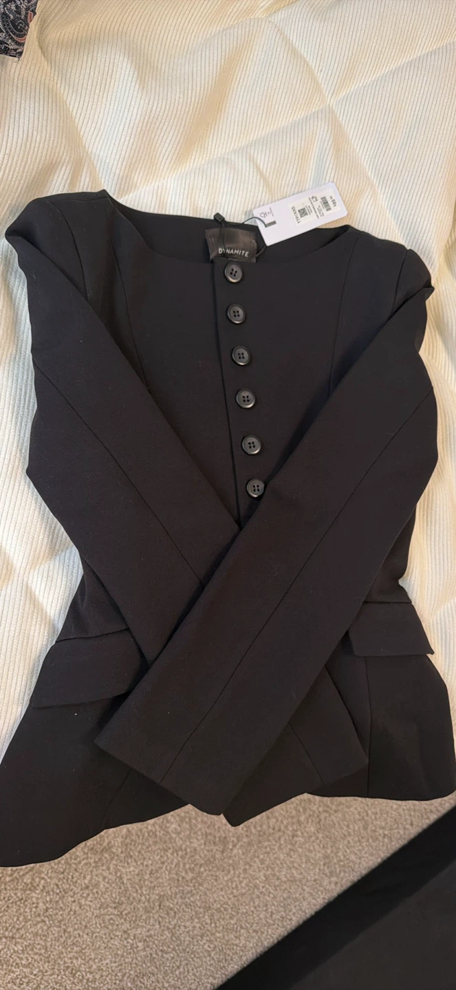 DYNAMITE Black Knit Crewneck Blazer TTP/XXS