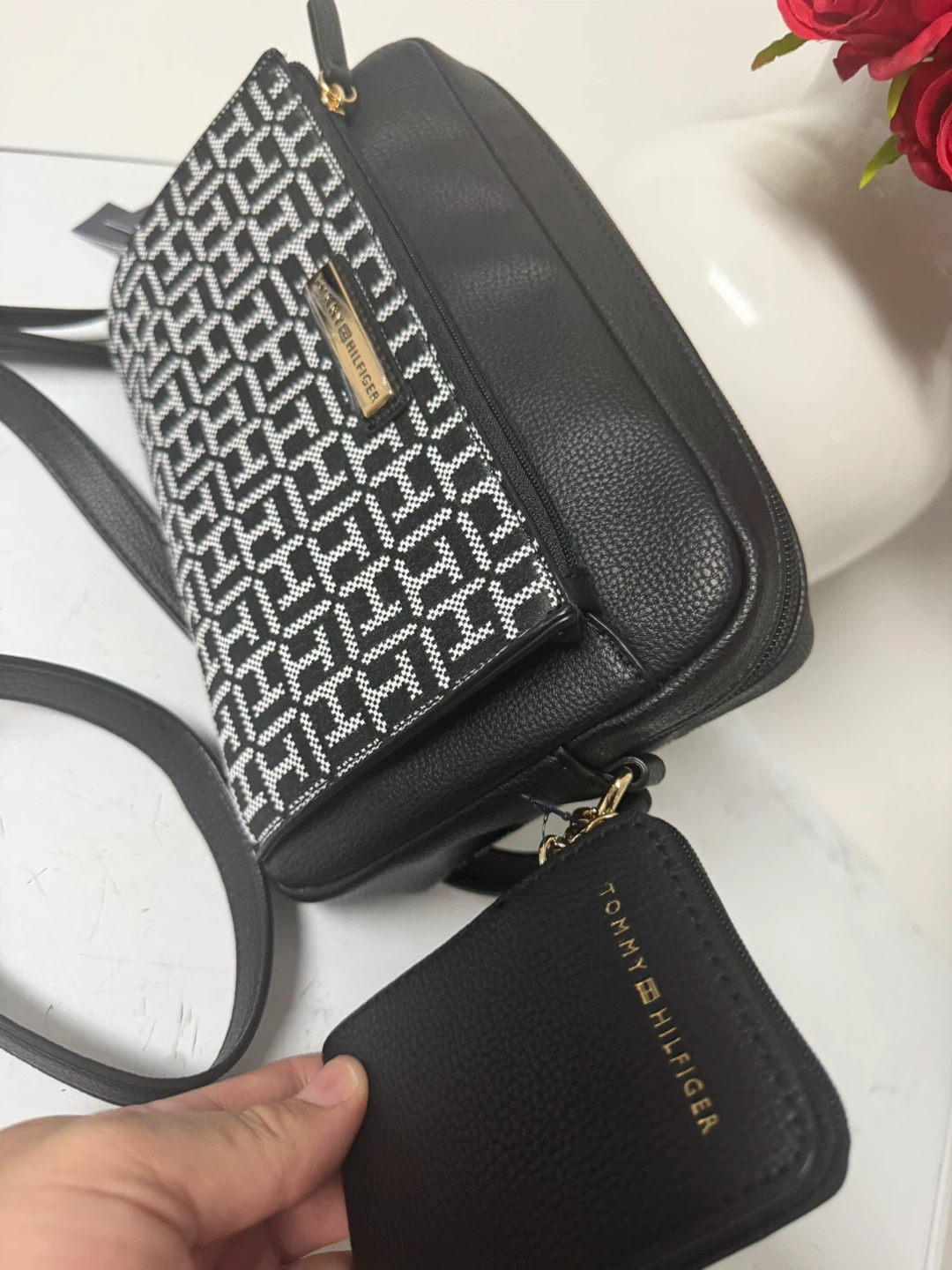Tommy Hilfiger Black & White Monogram Crossbody Bag - photo 2