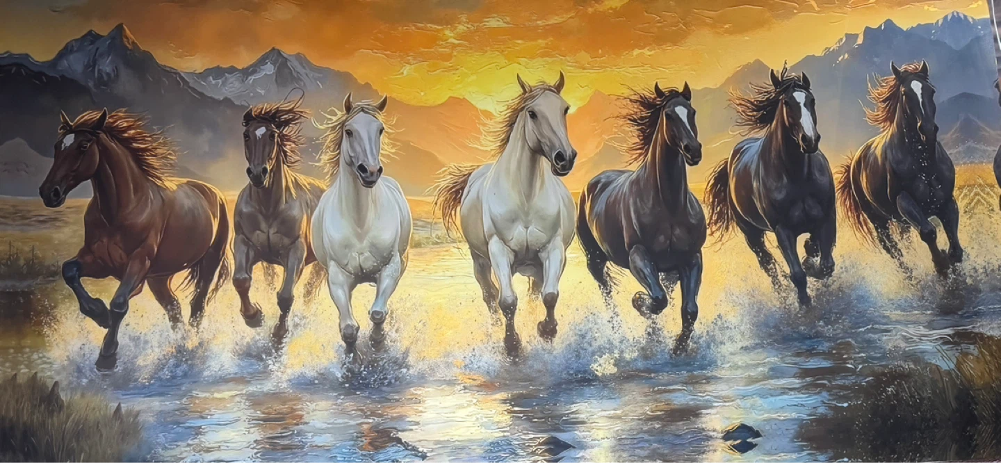 Canvas Print Wall Art -Seven Galloping Horses - photo 2