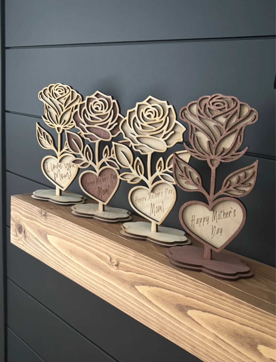 Wooden Rose Mother's Day Decoration