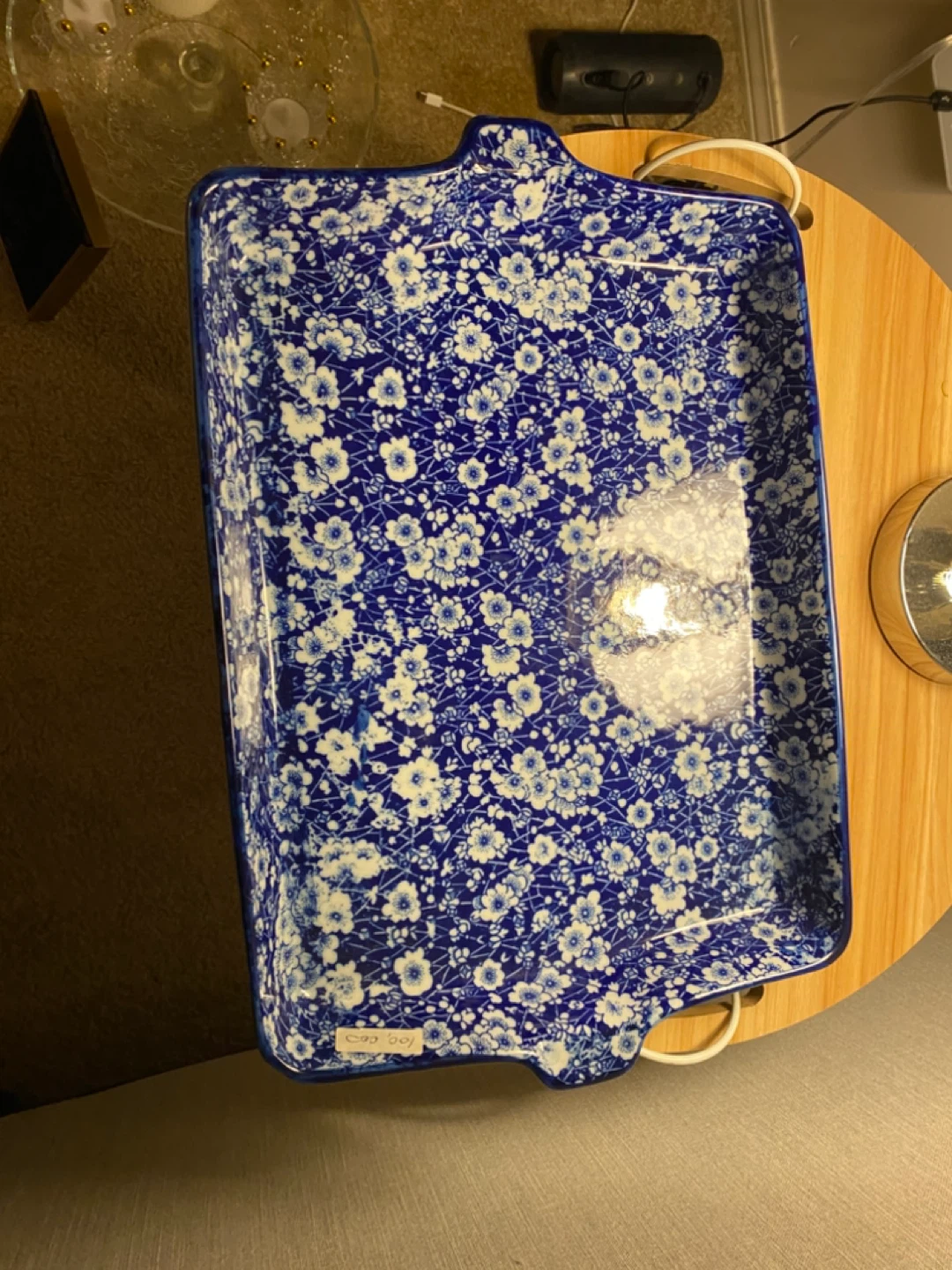 Blue Floral Ceramic Dish