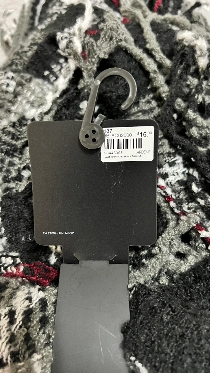 NEW Ardene Infinity Scarf Black/Grey/Red Plaid - photo 2
