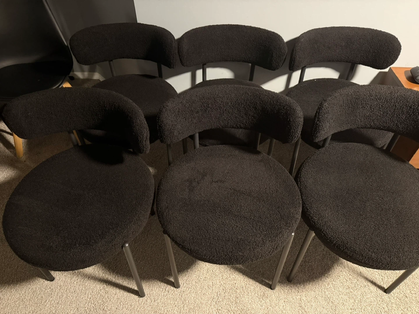 Set of 6 Black Bouclé Dining Chairs - photo 3