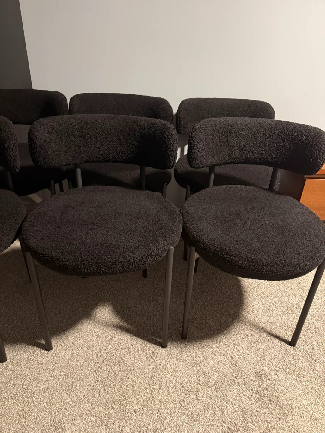 Set of 6 Black Bouclé Dining Chairs - photo 2