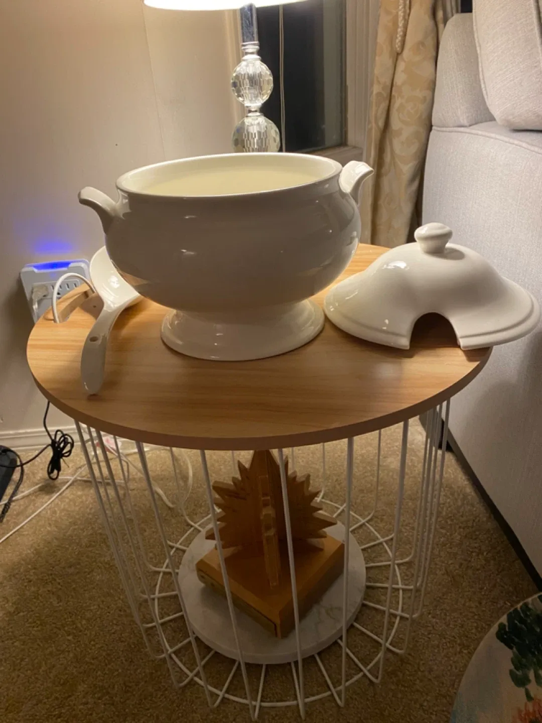 White Ceramic Soup Tureen with Ladle and Lid - photo 5