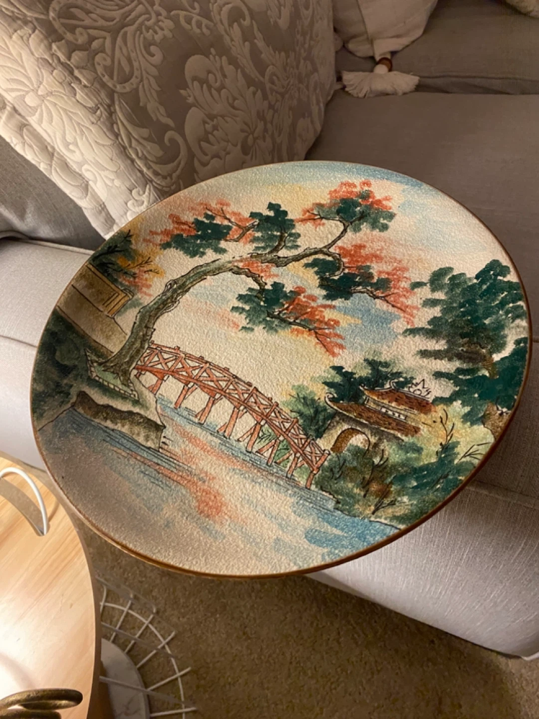 Decorative Plate with Asian Landscape Scene