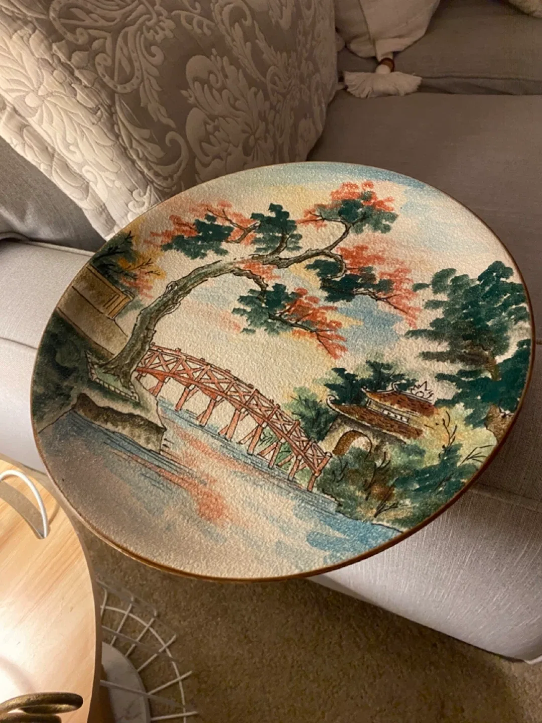 Decorative Plate with Asian Landscape Scene