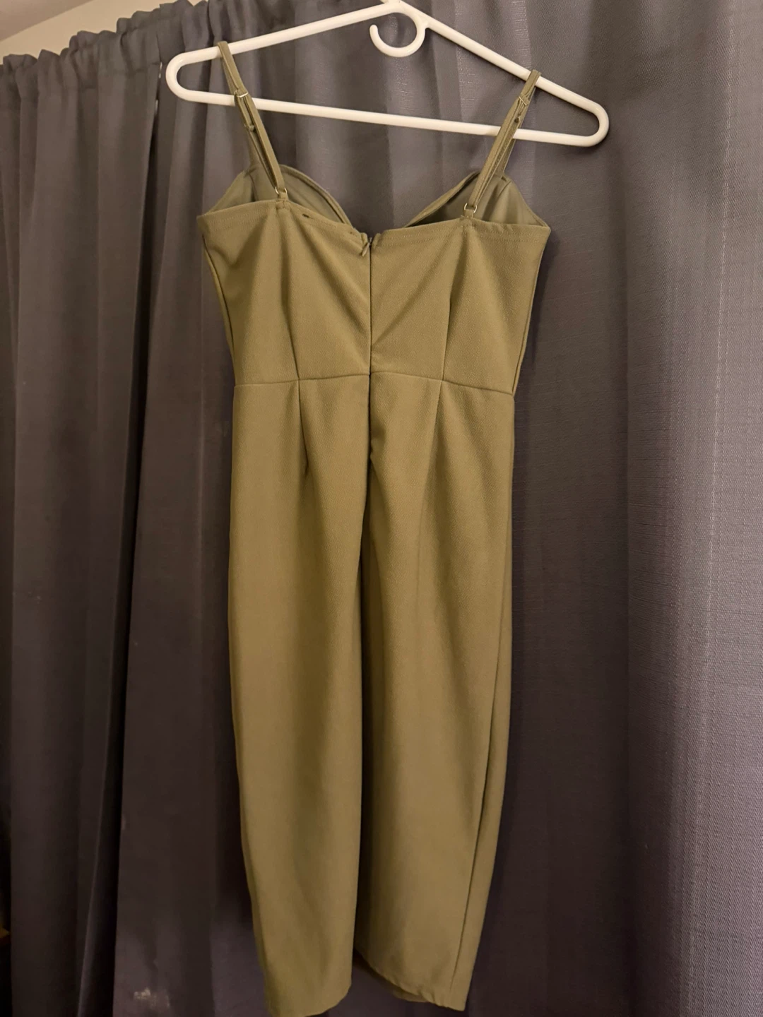 Revamped Olive Green Midi Dress with Slit - photo 2