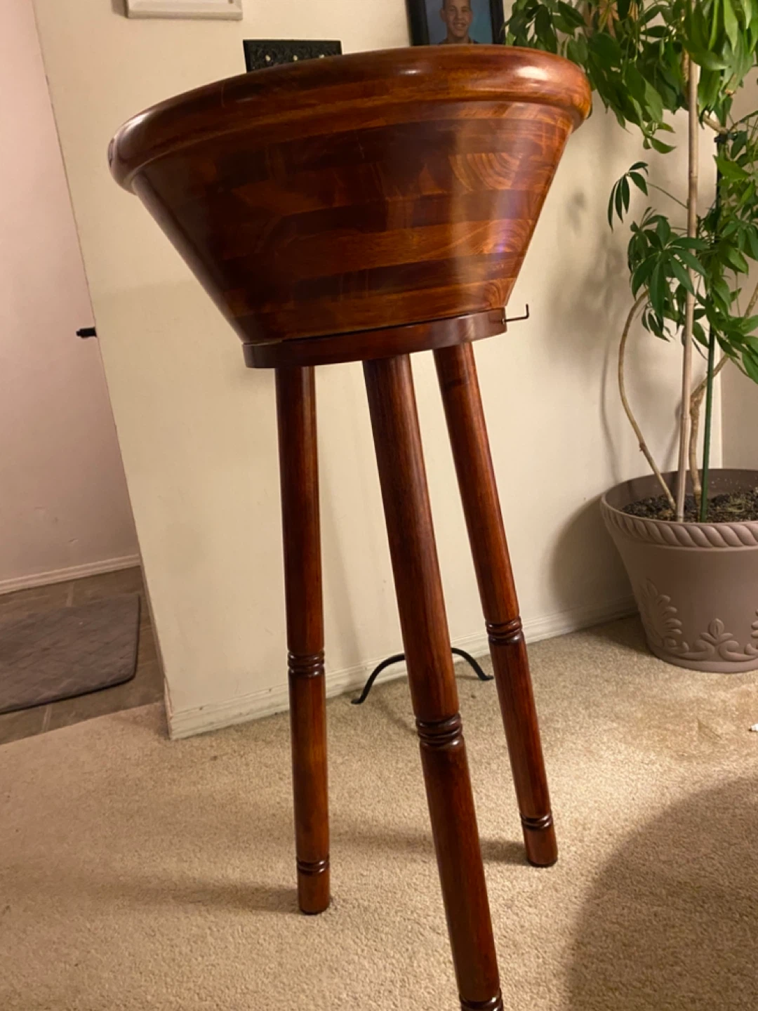 Wooden Plant Stand with Bowl - photo 2