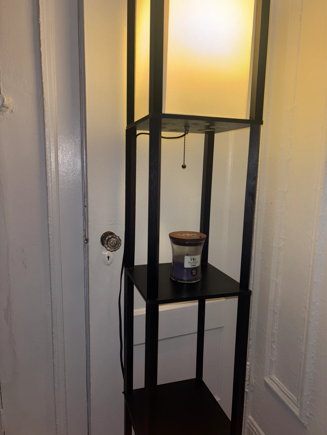 Black Floor Lamp with Shelves