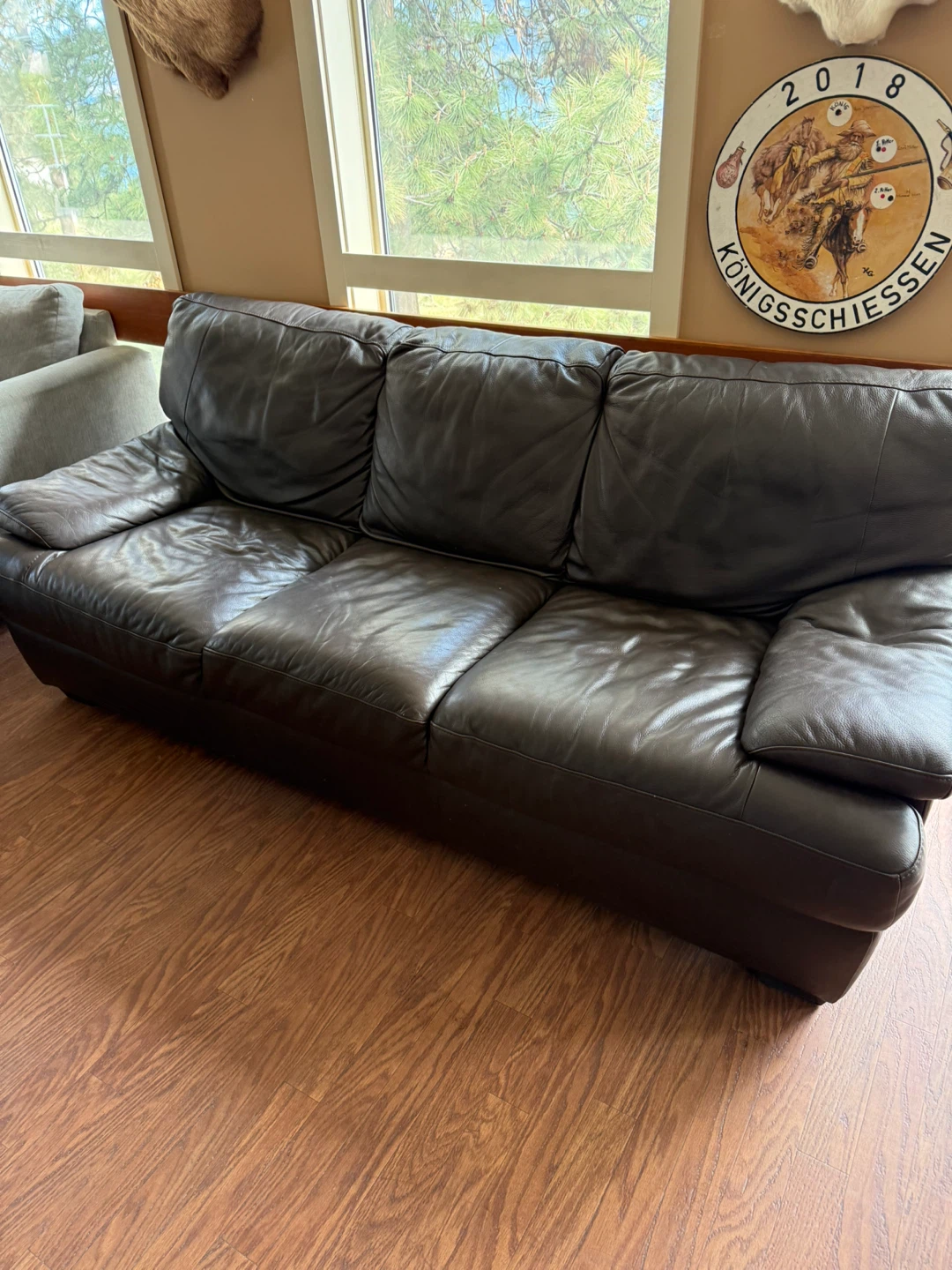 Dark Brown Leather Sofa
