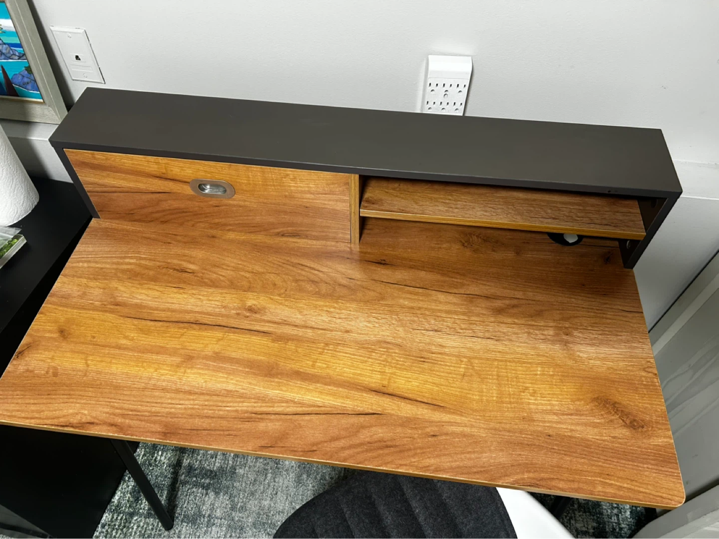 Compact Writing Desk with Drawer and Shelf - photo 2