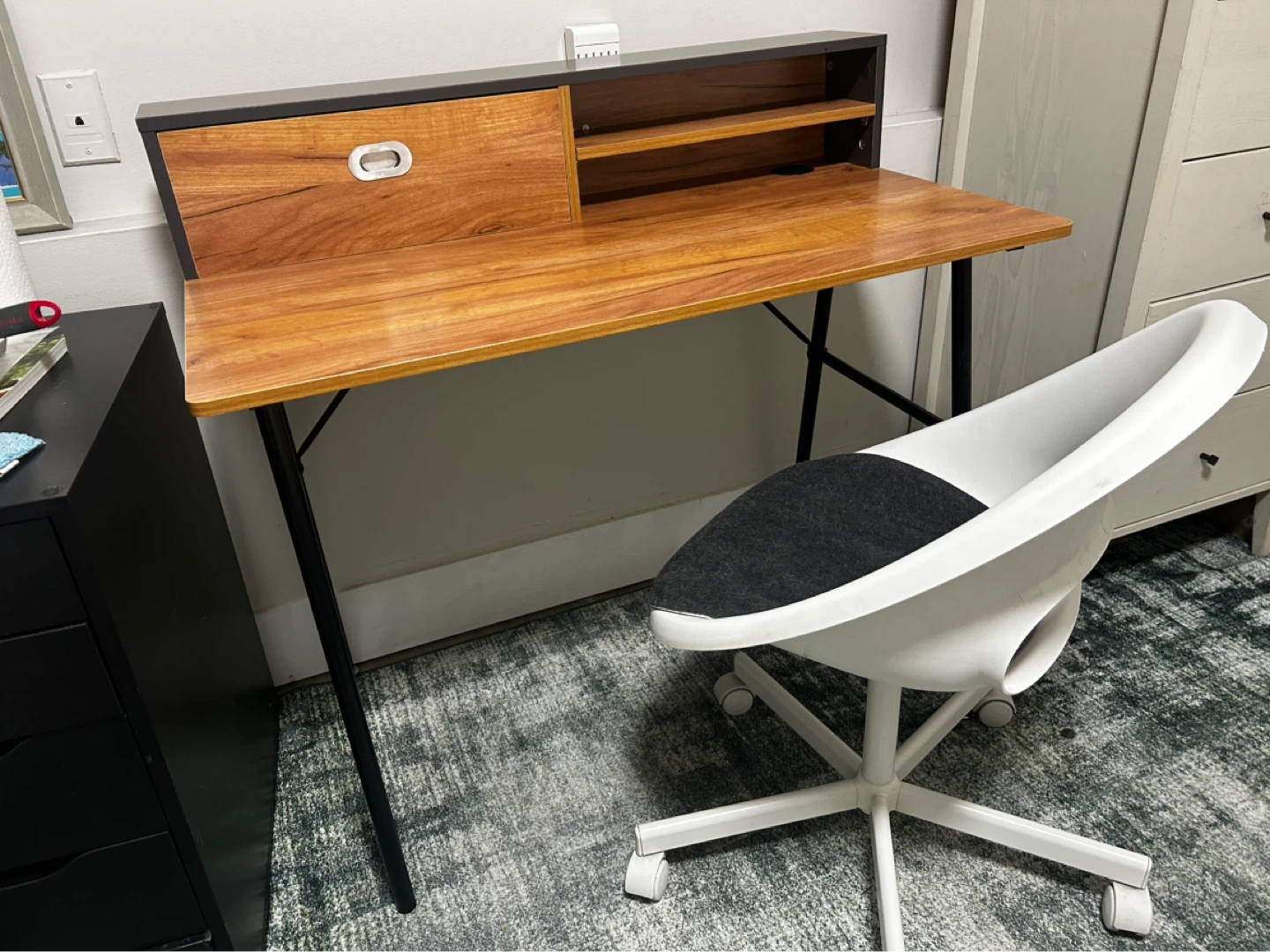 Compact Writing Desk with Drawer and Shelf