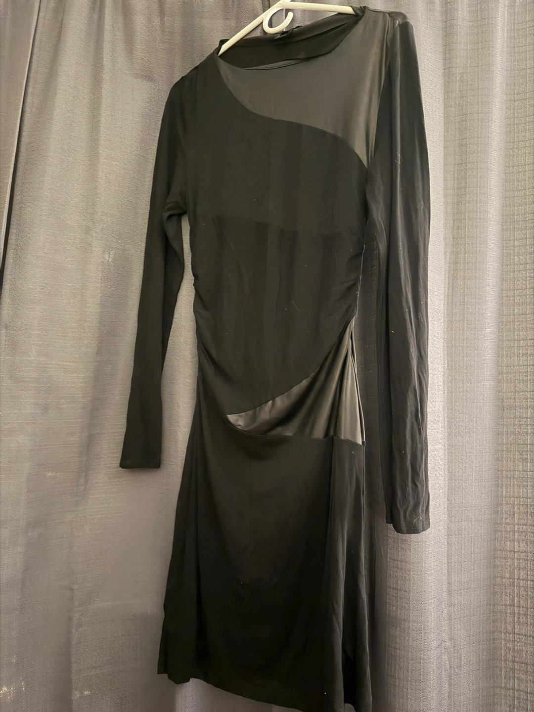 Mango Casual Sportswear Black Ruched Dress - Size M