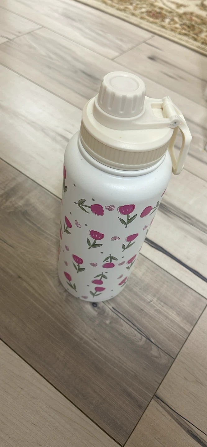 White Water Bottle with Pink Tulips - photo 2