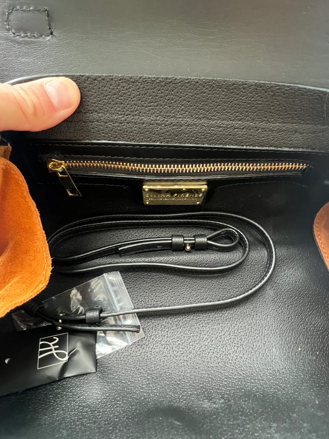 Black Leather Handbag with Bamboo Handle - photo 2