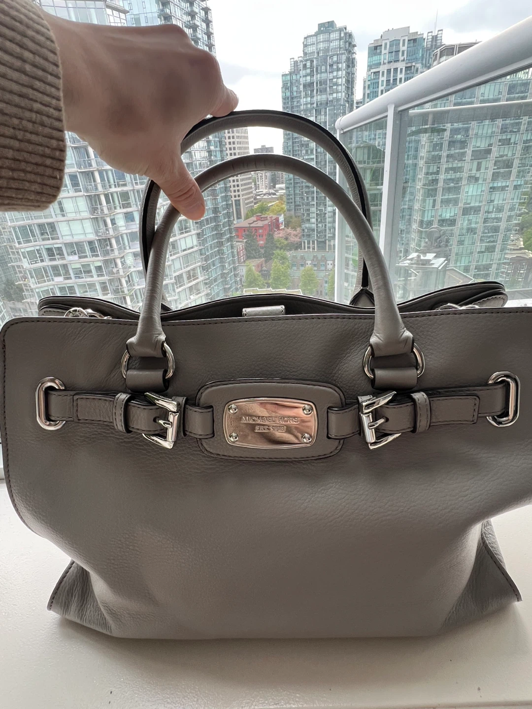 Michael Kors Grey Leather Tote Bag