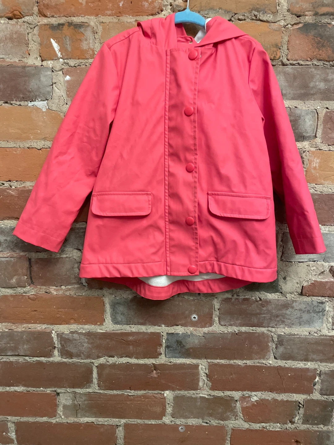 Old Navy Pink fleece lined Raincoat w. cat ear hood
