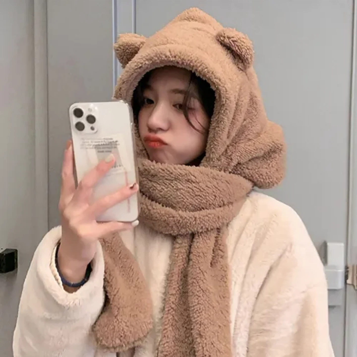 Plush Bear Hood Scarf - photo 2
