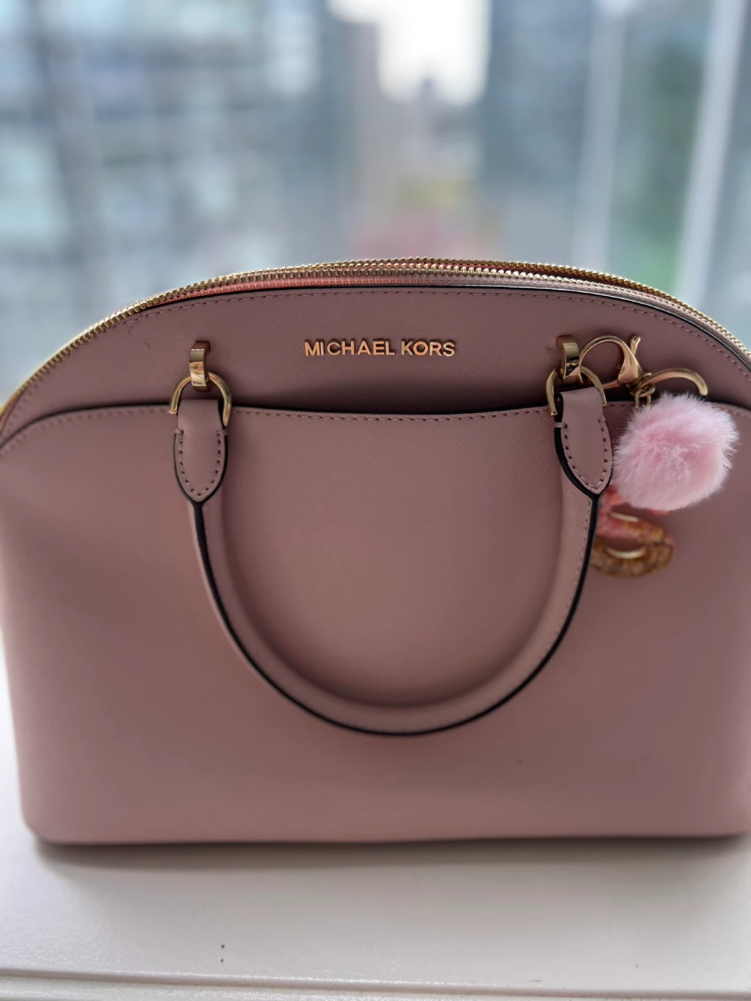 Michael Kors Pink Leather Dome Satchel Bag