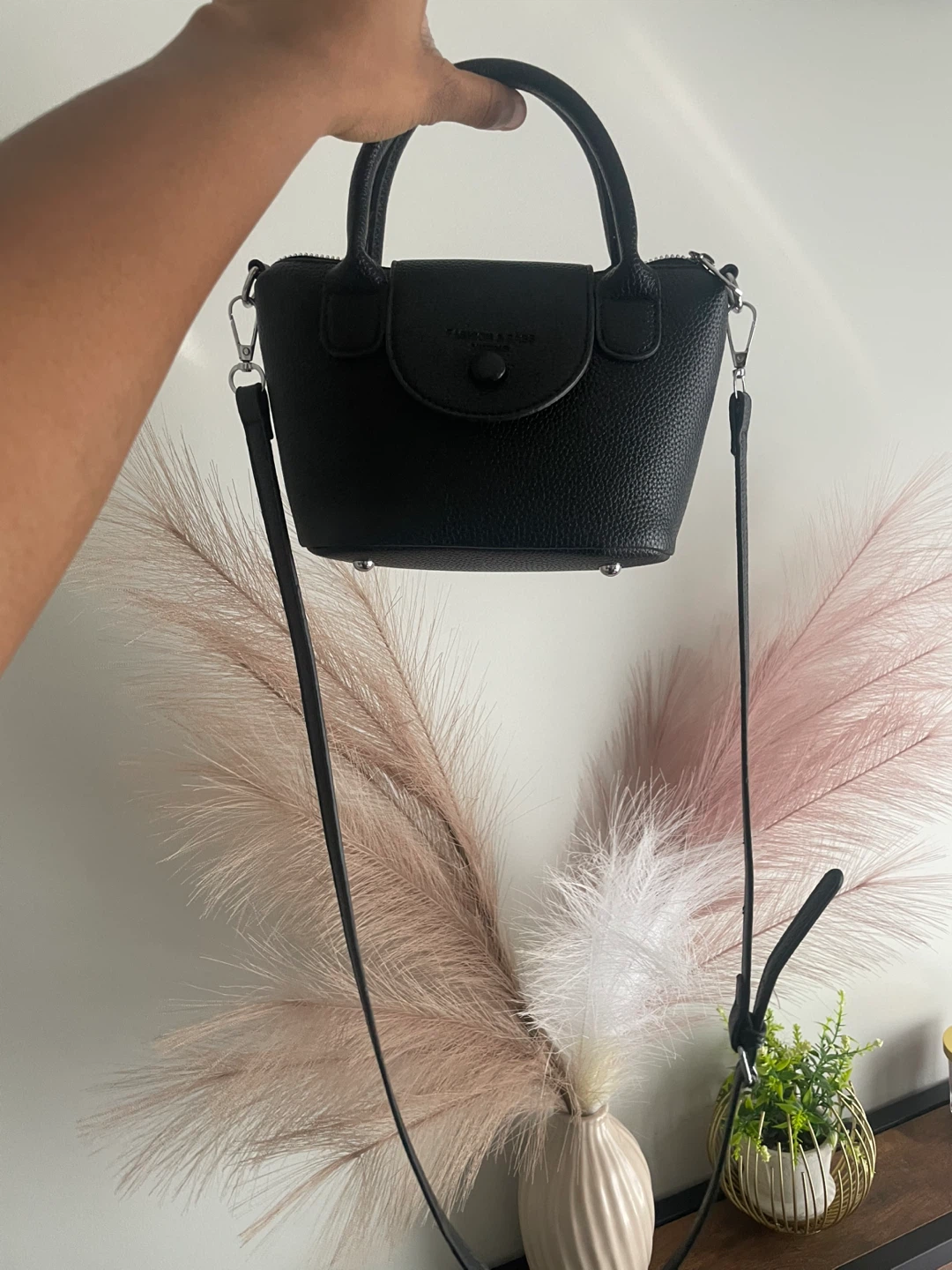 Black Faux Leather Handbag
