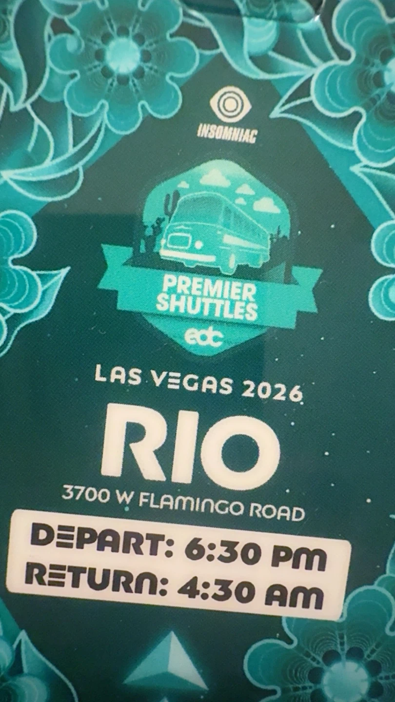 Insomniac EDC Las Vegas 2026 Premier Shuttle Pass - Rio Hotel