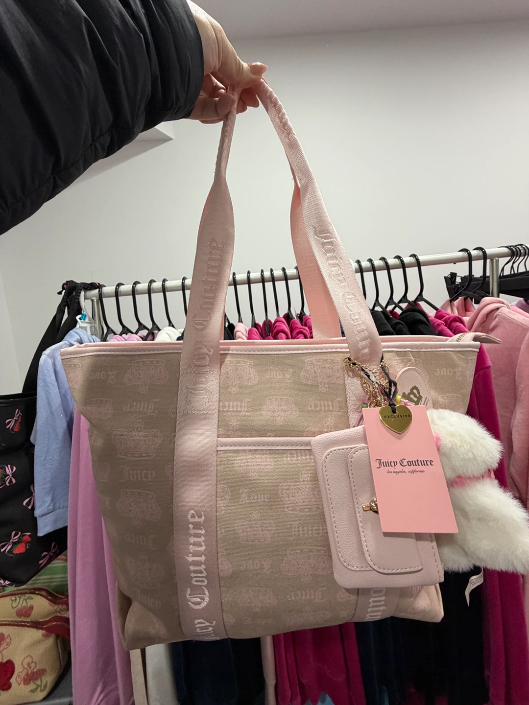Juicy Couture Pink Crown & Logo Tote Bag with Charm