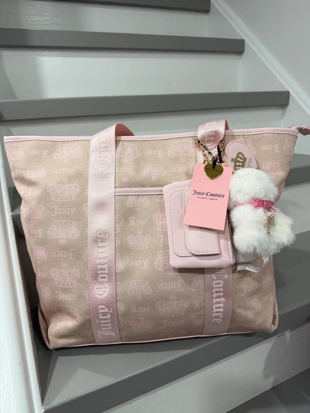 Juicy Couture Pink Crown & Logo Tote Bag with Charm - photo 2