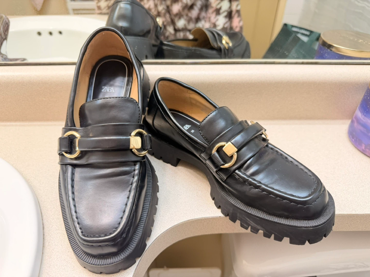 Zara Black Loafers Size 35