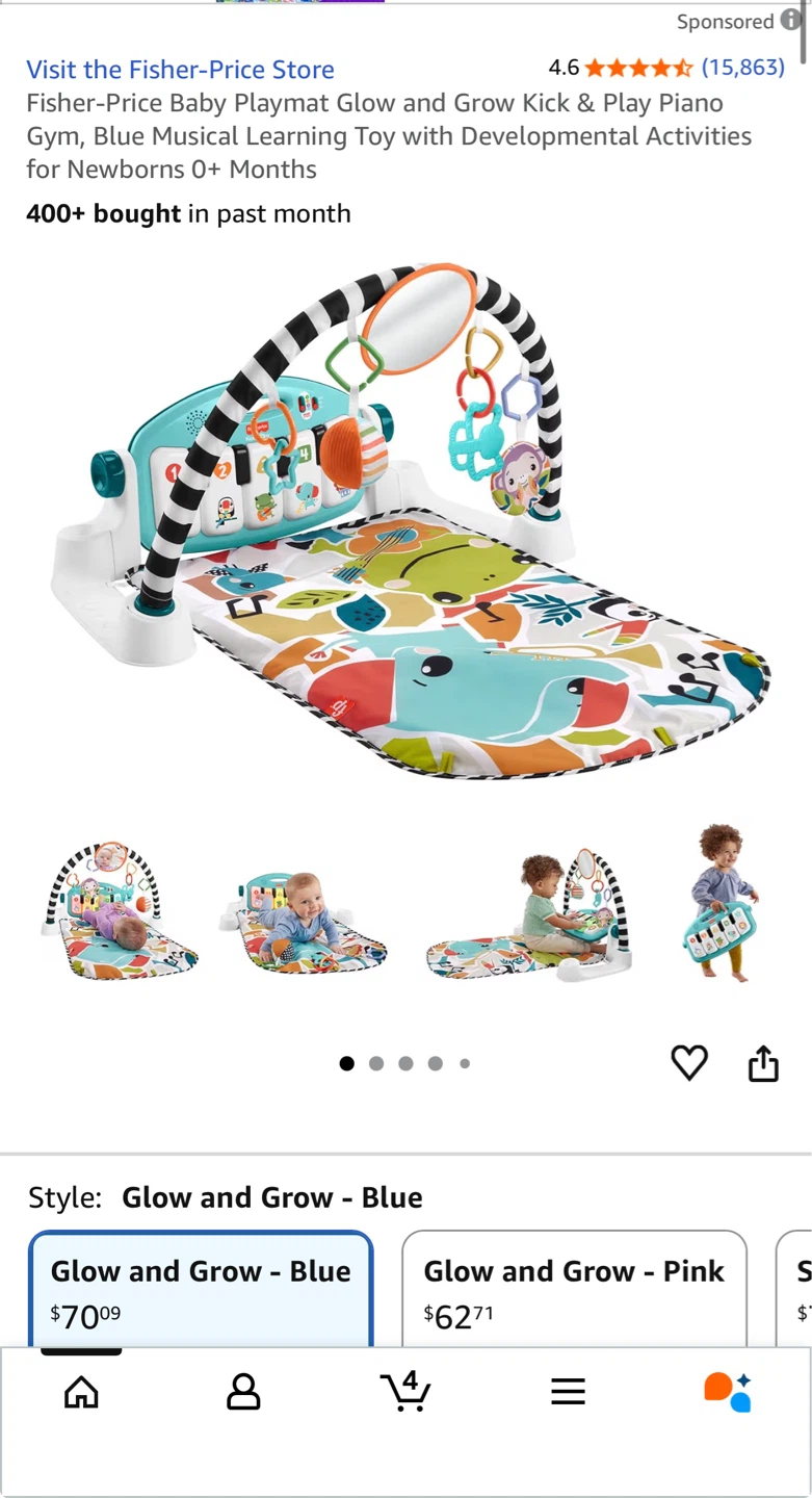 Fisher-Price Glow & Grow Playmat Gym with Kick & Play Piano - photo 3