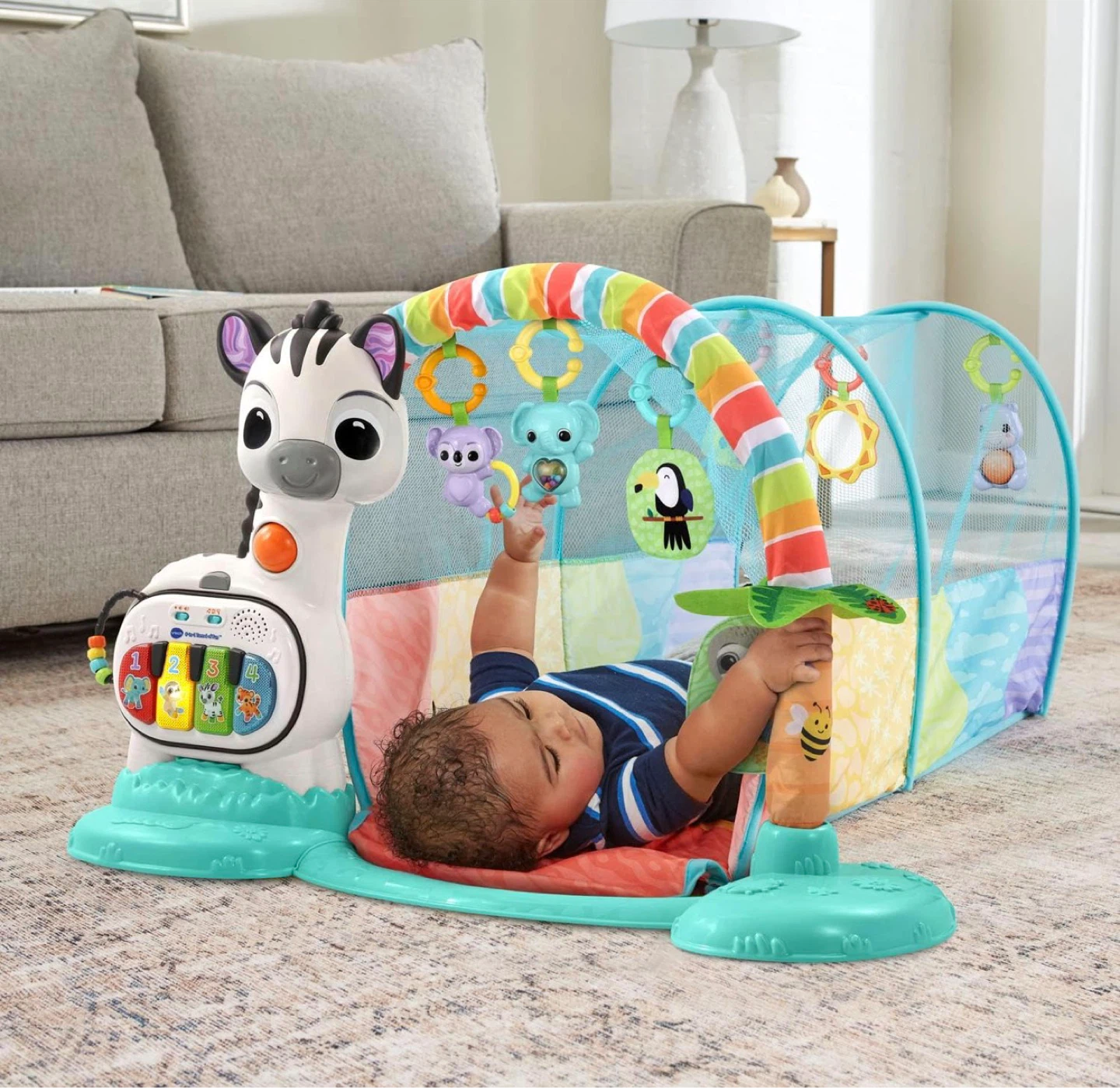 Fisher-Price Glow & Grow Playmat Gym with Kick & Play Piano - photo 2