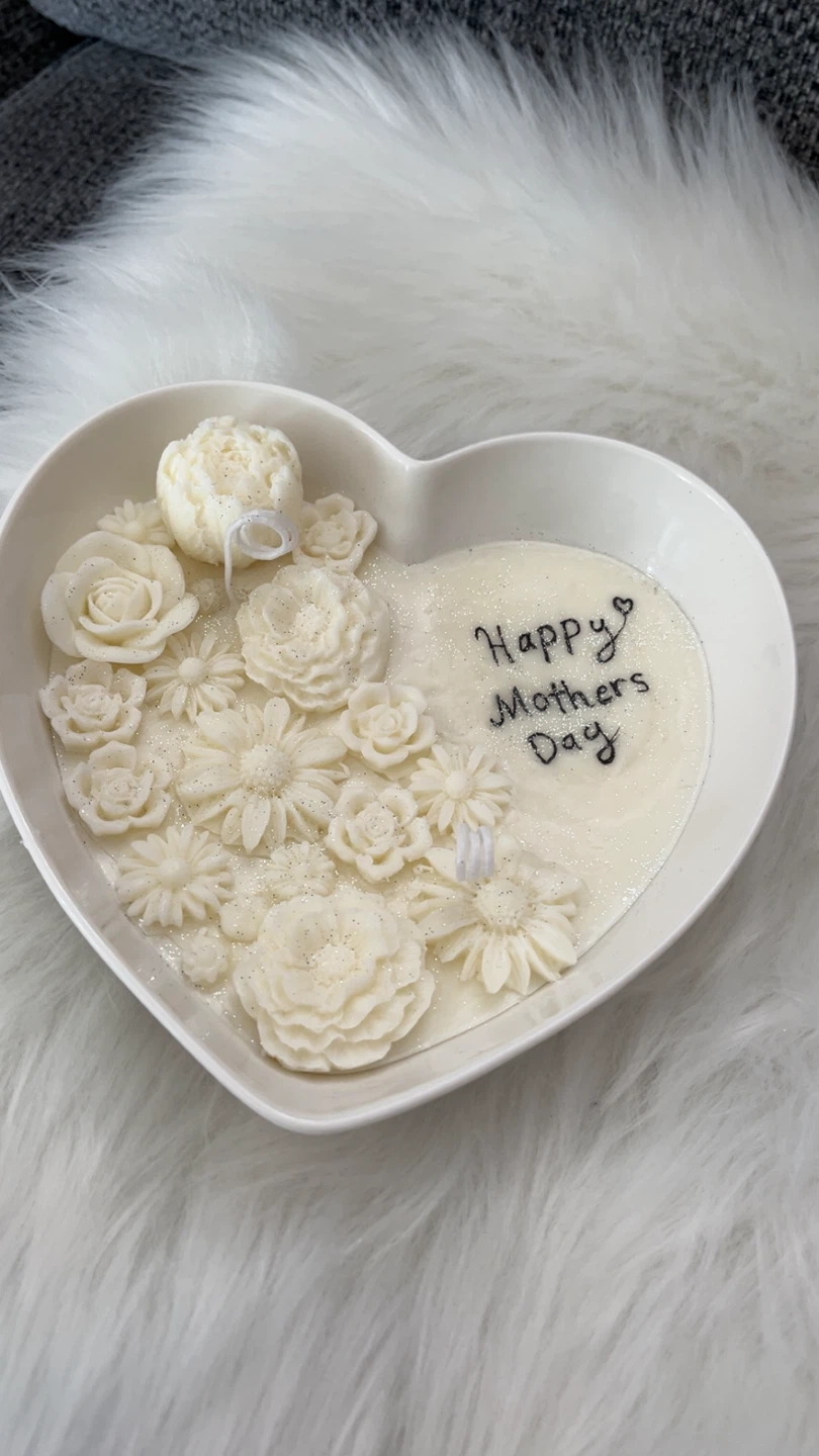 Decorative Heart-Shaped Candle for Mother's Day