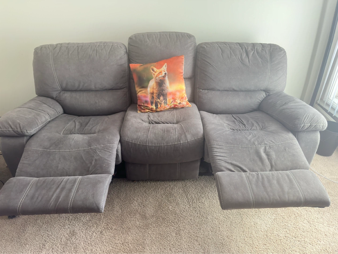 Grey Reclining Sofa - photo 2