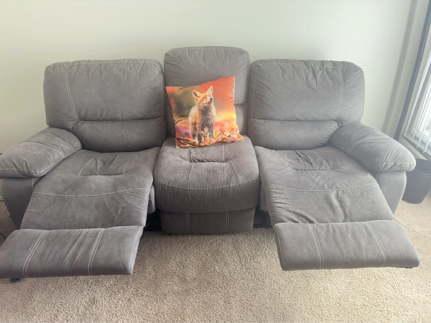 Grey Reclining Sofa - photo 3