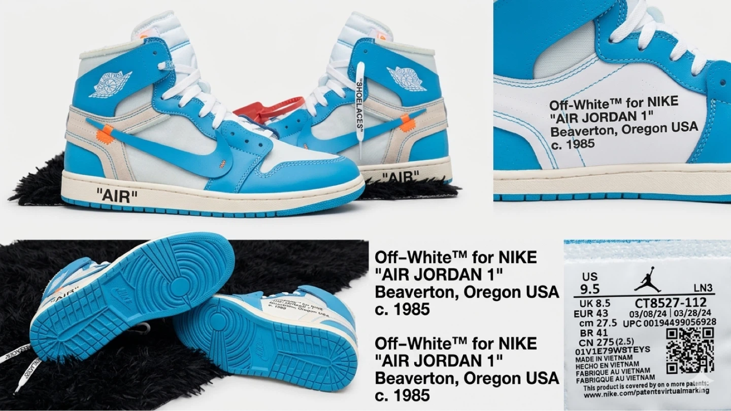 Off-White x Nike Air Jordan 1 "University Blue" Men's Size 9.5
