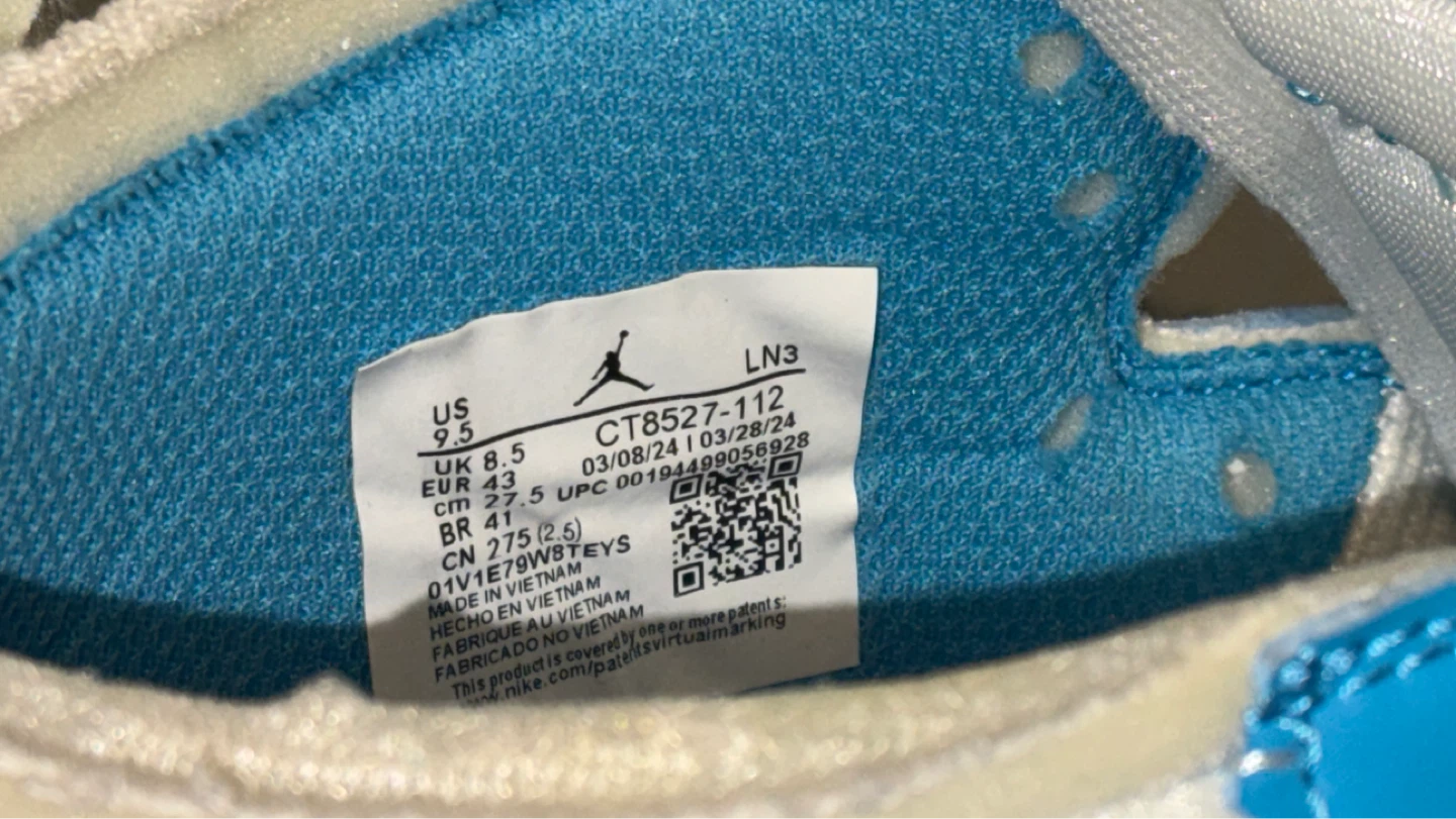 Off-White x Nike Air Jordan 1 "University Blue" Men's Size 9.5 - photo 4