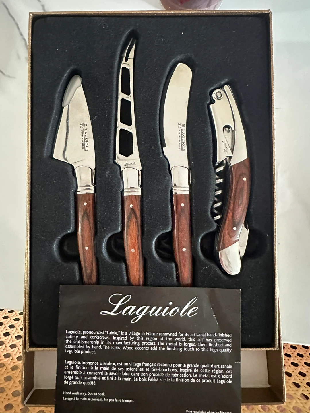 Laguiole Cheese Knife and Corkscrew Set
