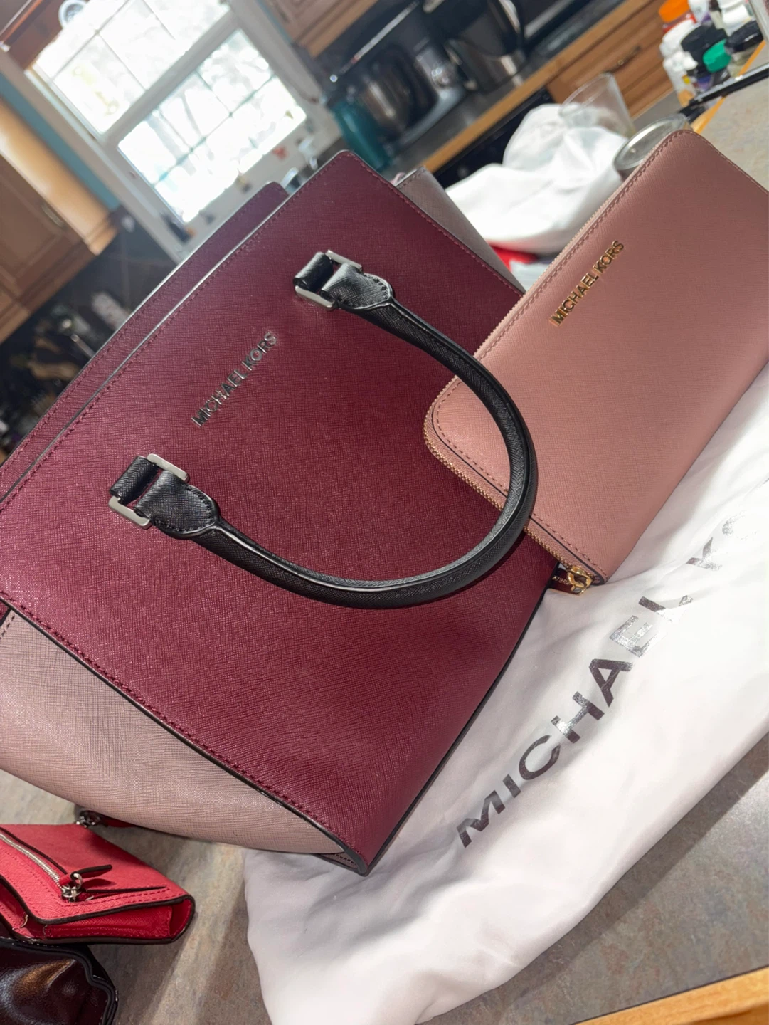 MK Selma jet set travel satchel + matching zip wallet