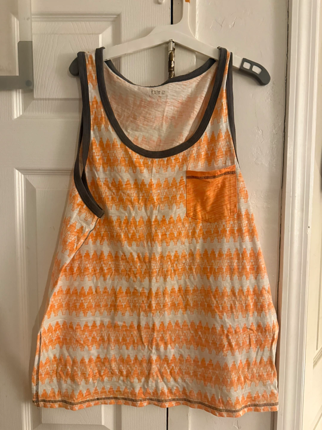 Bar III Orange & White Pattern Tank Top